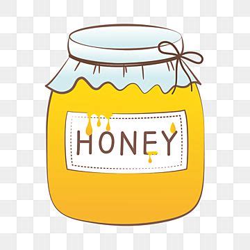 a jar of honey with the word honey on it's label, which is drawn in