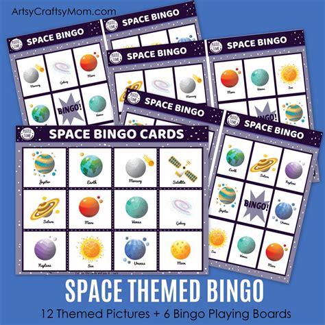 Printable Space Themed Bingo Cards - Artsy Craftsy Mom