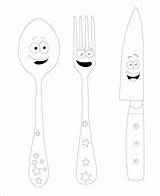 Silverware Coloring Pages Sketch Page sketch template