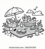 Coloring Book Artistic Image Picnic AI Generated  sketch template