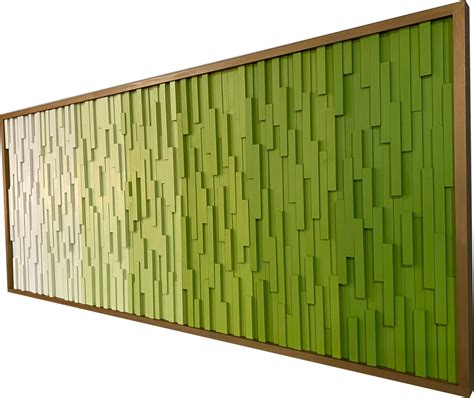 Wood Wall Art Modern Sculpture, Greens "Ombre"