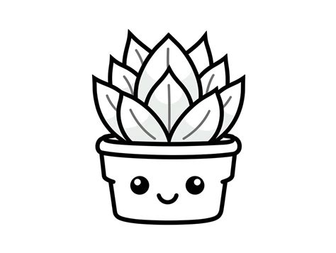 Cute Cheerful Succulent - Coloring Page