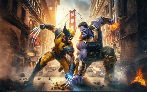 Marvel Comics X-Men - Wolverine vs Thanos by Misticon on DeviantArt