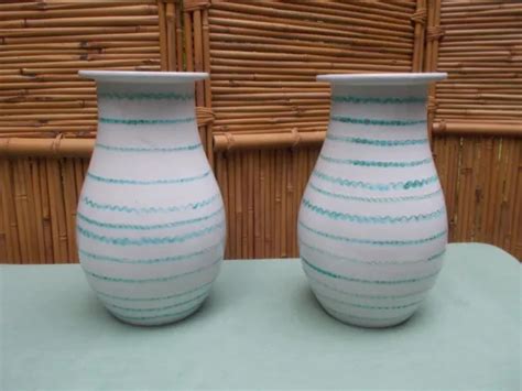 VINTAGE UGO ZACCAGNINI PAIR Vases Italian Modern Pottery GREAT MCM DESIGN $390.00 - PicClick