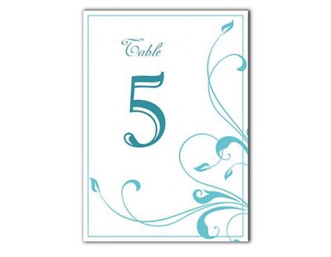 Printable Table Numbers DIY Instant Download Elegant Table Numbers Aqua Blue Wedding Table ...