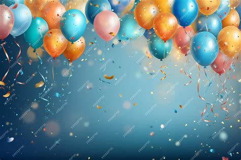 Premium Photo | Birthday background with balloons and confetti birthday ...