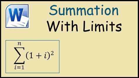 How to type summation with limits in Word - YouTube