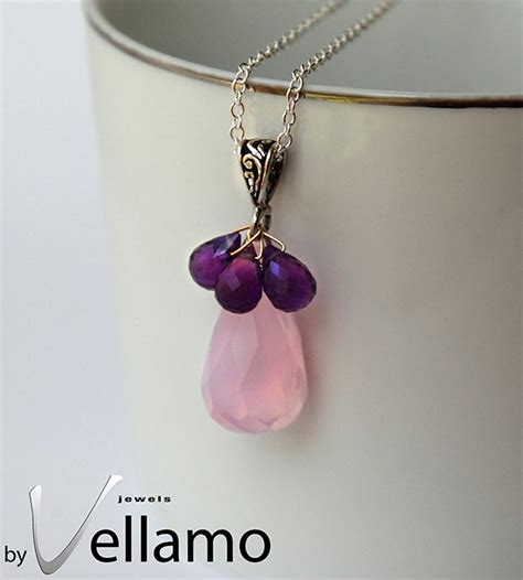 October birthstone soft pink opalite pendant with a by byVellamo