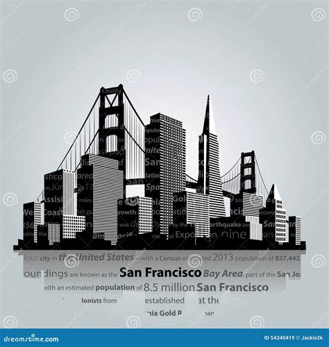 San Francisco City Skyline Silhouette Background Vector Illustration | CartoonDealer.com #60982466