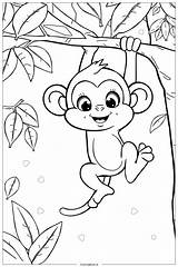 Baby monkey Coloring Page Free PDF&ampPNG Printable sketch template
