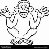 Chimpanzee ape Cartoon coloring page Royalty Free Vector sketch template