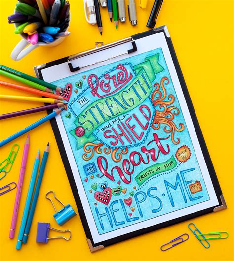 Bible coloring page from the Words of Strength adult coloring book - Sarah Renae Clark ...