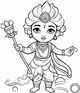 Hindu God Shree Krishna Vector Coloring Page  Premium AI Generated sketch template