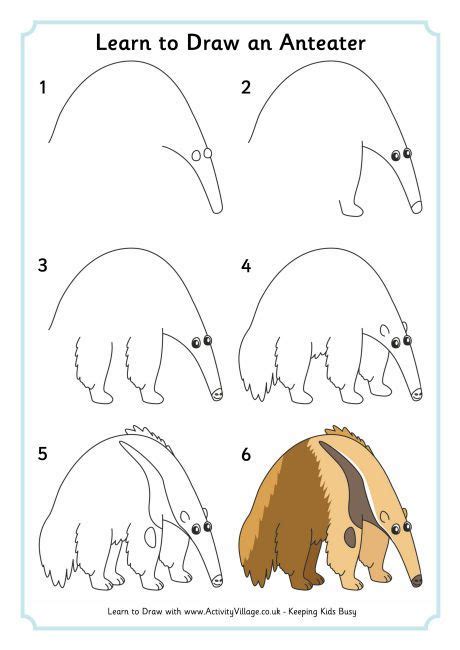 Learn to draw an anteater Drawing Activities, Animal Activities, Cloud Drawing, Painting ...