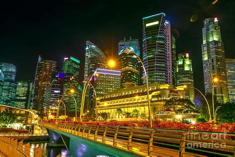 Singapore skyline night Photograph by Benny Marty - Pixels