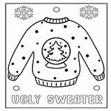 Ugly Sweater Coloring Page  Snowglobe Sheet sketch template