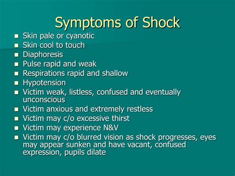 Shock Signs Symptoms And Complications