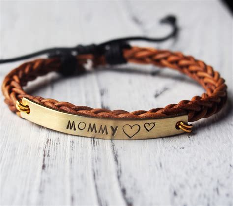 Personalized Bracelet for mom leather bracelet for mother | Etsy