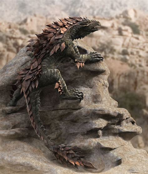 ArtStation - Leafy Rock Lizard, Jia Hao | Fantasy creatures art ...