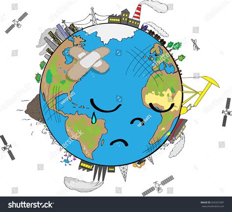 Sad Planet Earth Crying Polluted Stock Vector (Royalty Free) 654337387 | Shutterstock