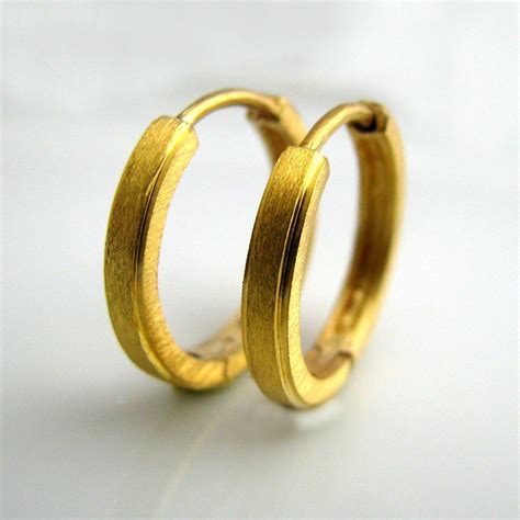 14K gold hoop earrings for men, mens hoop earrings, real gold earrings, E004MY | Mens earrings ...