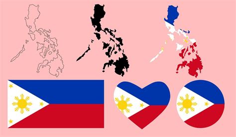 philippine flag map icon set 7886201 Vector Art at Vecteezy