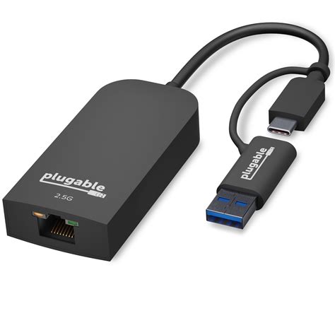 Plugable 2.5G USB C and USB to Ethernet Adapter, 2-in-1 Adapter Compatible with USB C ...