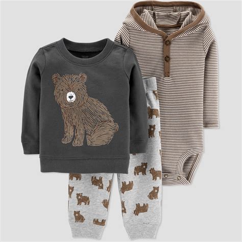 Baby Boys' Bear 3pc Set - Just One You made by carter's Brown 18M ...