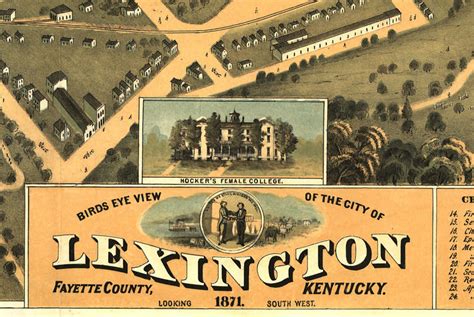 Old Map of Lexington Kentucky 1871 Panoramic View Vintage Map - VINTAGE ...