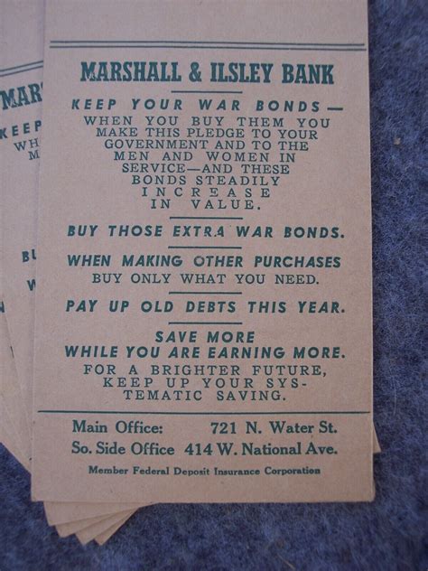 (5) MARSHALL AND ILSLEY BANK DEPOSIT ENVELOPES MILWAUKEE WI 1940's WWII ...