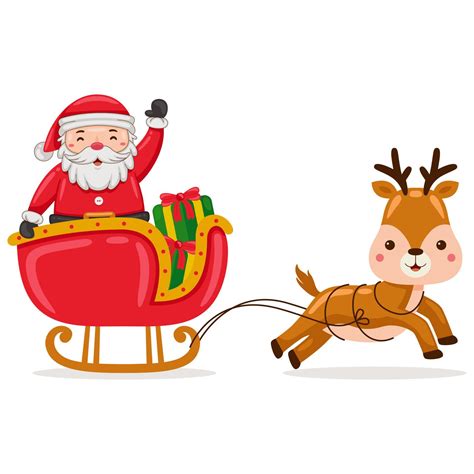 Cute Santa Claus with deer in cartoon style illustration 15697294 ...