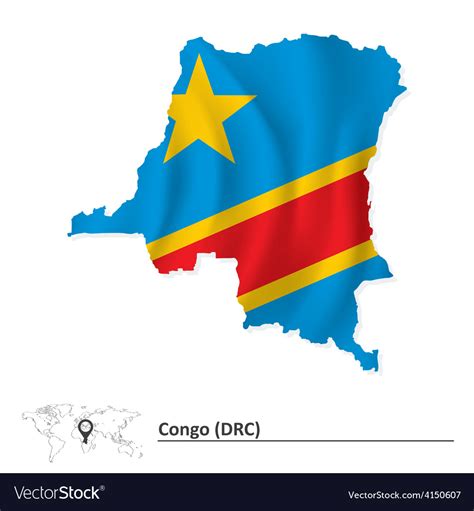 Map of democratic republic of the congo with flag Vector Image