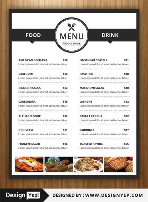 Get Our Image of Modern Restaurant Food Menu Flyer Template for Free | Food menu design ...