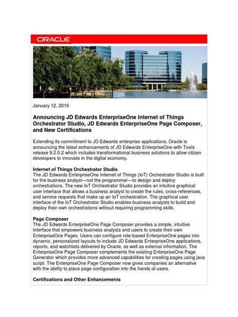 JD Edwards New Features 2859528 | PDF | Internet Of Things | Oracle ...