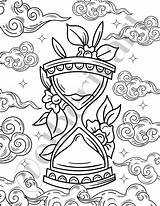 Floral Hourglass Coloring Page Instant Download Printable  Etsy sketch template