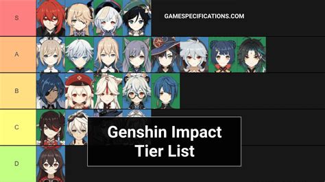Genshin Impact Tier List - All Characters From S-Tier To C-Tier - Game Specifications