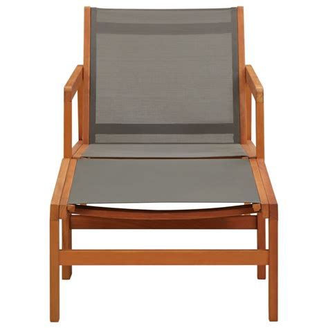 Garden Chair with Footrest Grey Solid Eucalyptus Wood and Textilene – Home and Garden | All Your ...