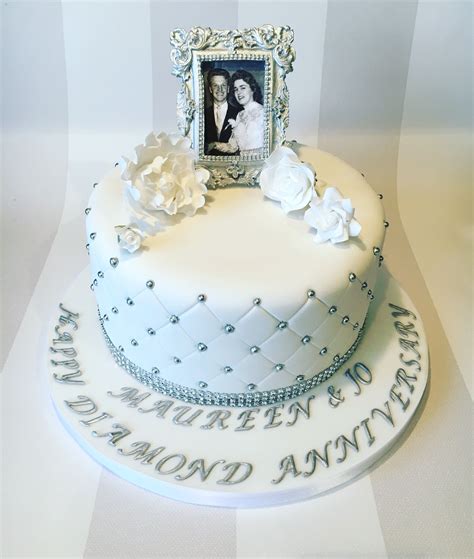 Diamond wedding anniversary cake with quilting and edible frame Diamond ...