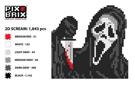 SCREAM MASK 2D - PIX BRIX INSTRUCTIONS | Pixel art, Halloween cross stitch patterns, Pixel art ...