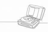Un dibujo De Una Sola Línea Retro Antiguo Clásico tocadiscos  sketch template