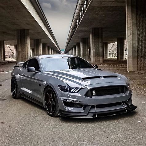 Ford Mustang wrapped in Gloss Nardo Gray vinyl