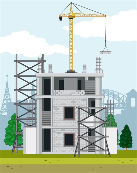 Cartoon scene of building construction site 6581110 Vector Art at Vecteezy