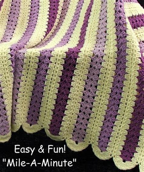 PDF PATTERN Mile-a-minute & Violets From JAO. 5 Quick Easy Crochet Afghan Blanket Patterns ...