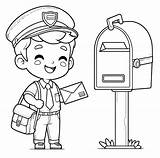 Postman Coloring Page Download Free sketch template