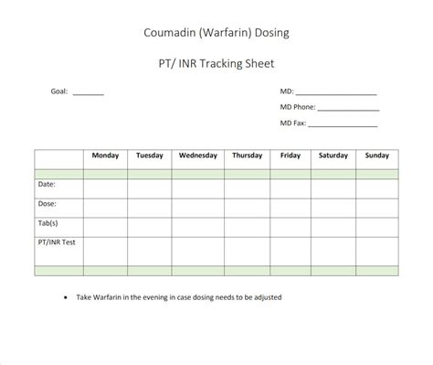 Coumadin warfarin Dosing / PT/INR Tracking Sheet - Etsy