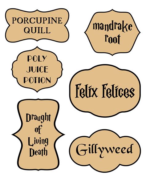 Harry Potter Potion Labels Templates