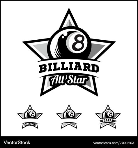 Billiard 8 ball all star badge logo Royalty Free Vector