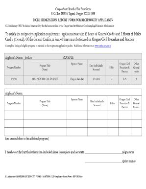 Fillable Online osbar CLE Itemization Report - Oregon State Bar - osbar Fax Email Print - pdfFiller