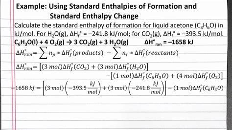 CHEM 101 - Using Standard Enthalpies of Formation and Standard Enthalpy Change - YouTube