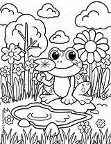 Cute frog coloring Page For Kids Spring Pages Stock  sketch template